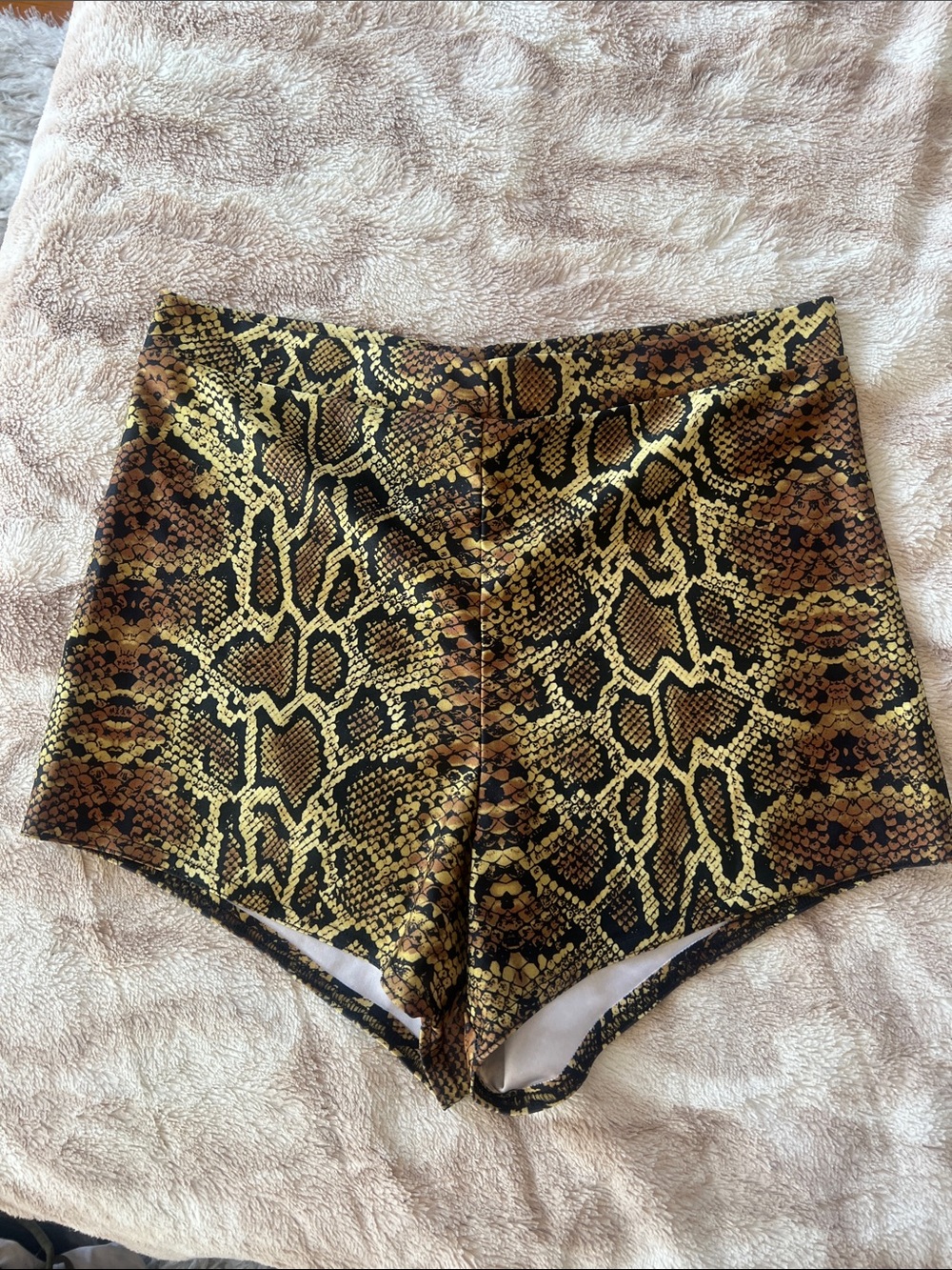 Dolls Kill High-Waist Snake Print Shorts - Brown & Gold